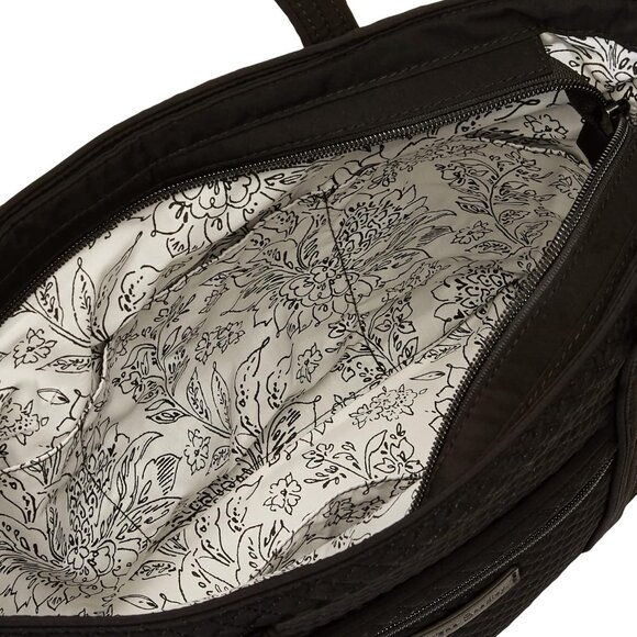 Women's Black Microfiber Vera Tote Bag Small Stylish Everyday Carry - Picture 5 of 7